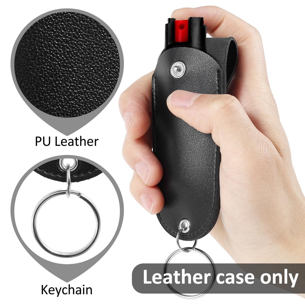 1/2/3Pcs Pepper Spray Pouch PU Leather Pepper Spray Holster Portable Self Defense Spray Leather Holder Mini Keychain for Women