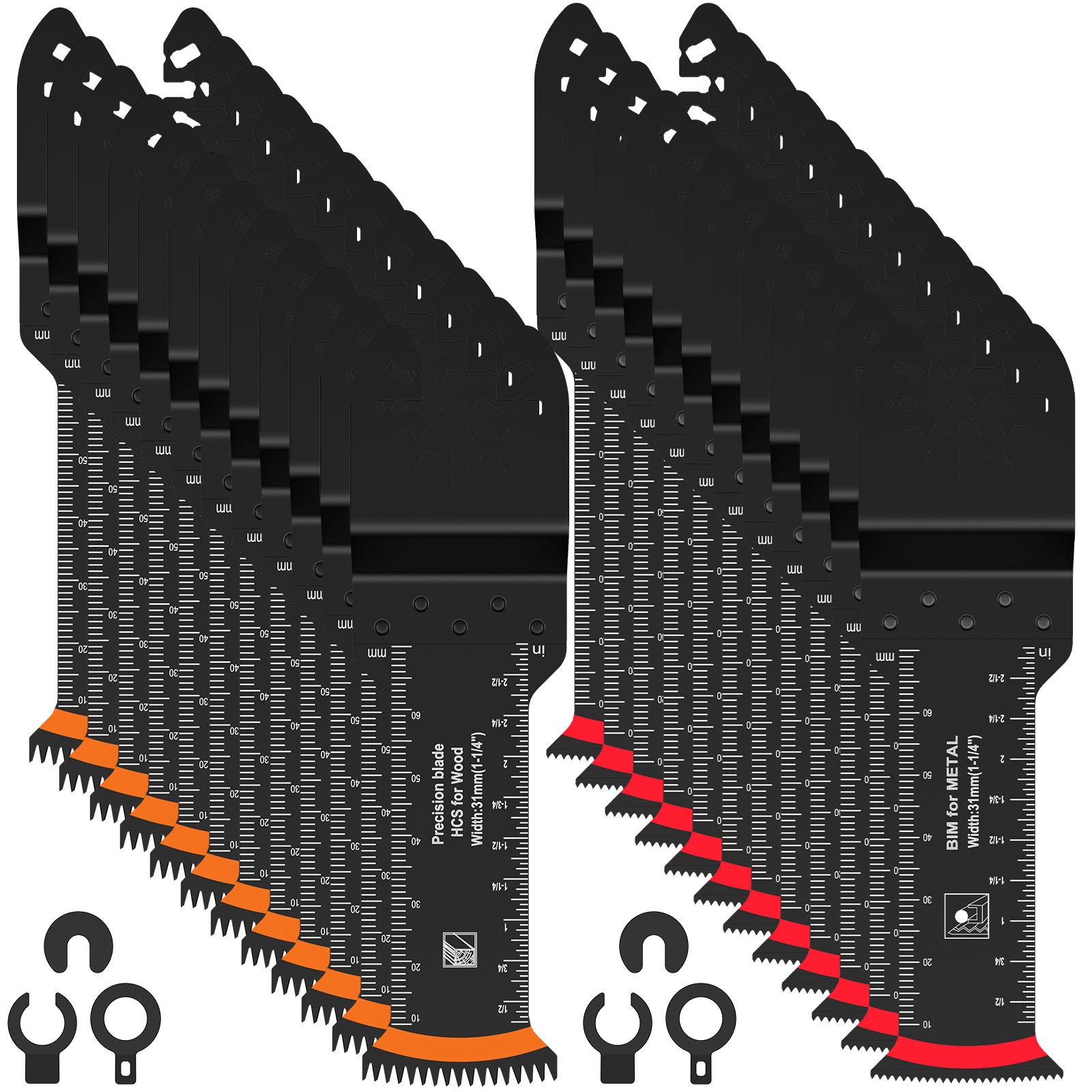 

24Pcs Japanese Oscillating Saw Blades High Carbon Steel Bi-Metal Curved edge Multitool Blades Sharp Wear Resistant Cutter Blade