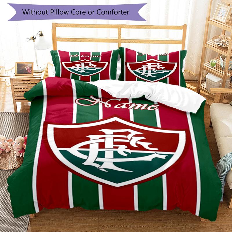 3pcs Custom Name Fluminense FC Bedding Set Duvet Cover Closure Includes 1 Duvet Cover & 2 Pillowcases, Soft and Comfortable for All Seasons.