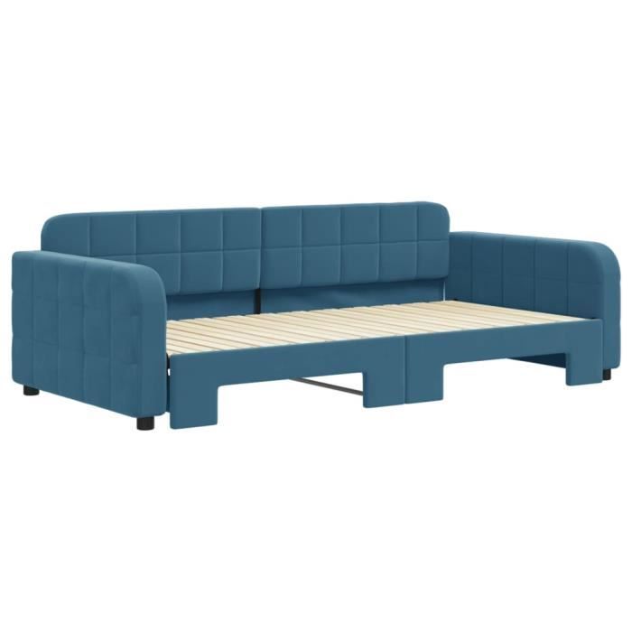 VidaXL Daybed with Pull-out Bed Blue 100x200 Cm Velvet 3196935