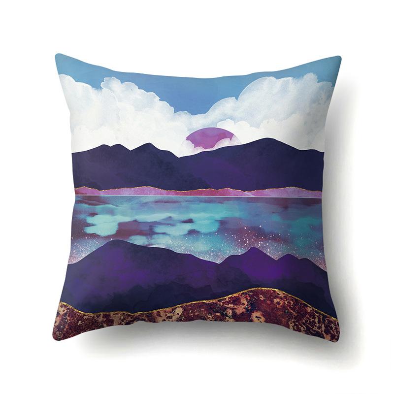 Polyester Pillow Cover Mountain Print Pillow Cover Waist Cushion Cover Car Cushion Head Cushion Cover Premium Durable