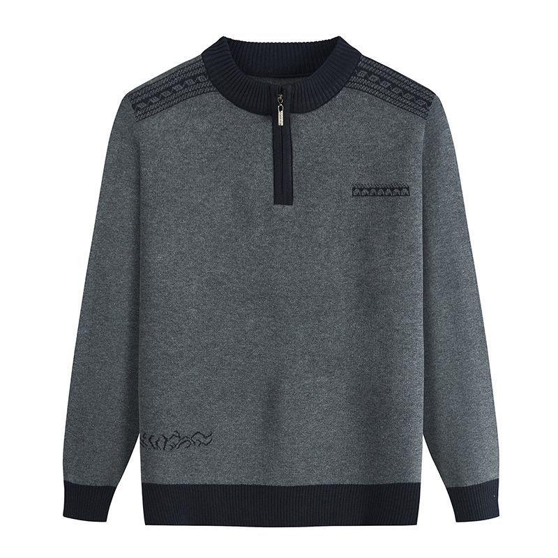 

Men s Middle-Aged & Elderly Thickened Velvet Sweater - Warm Winter Base Layer Top 120 (135-155 kg)