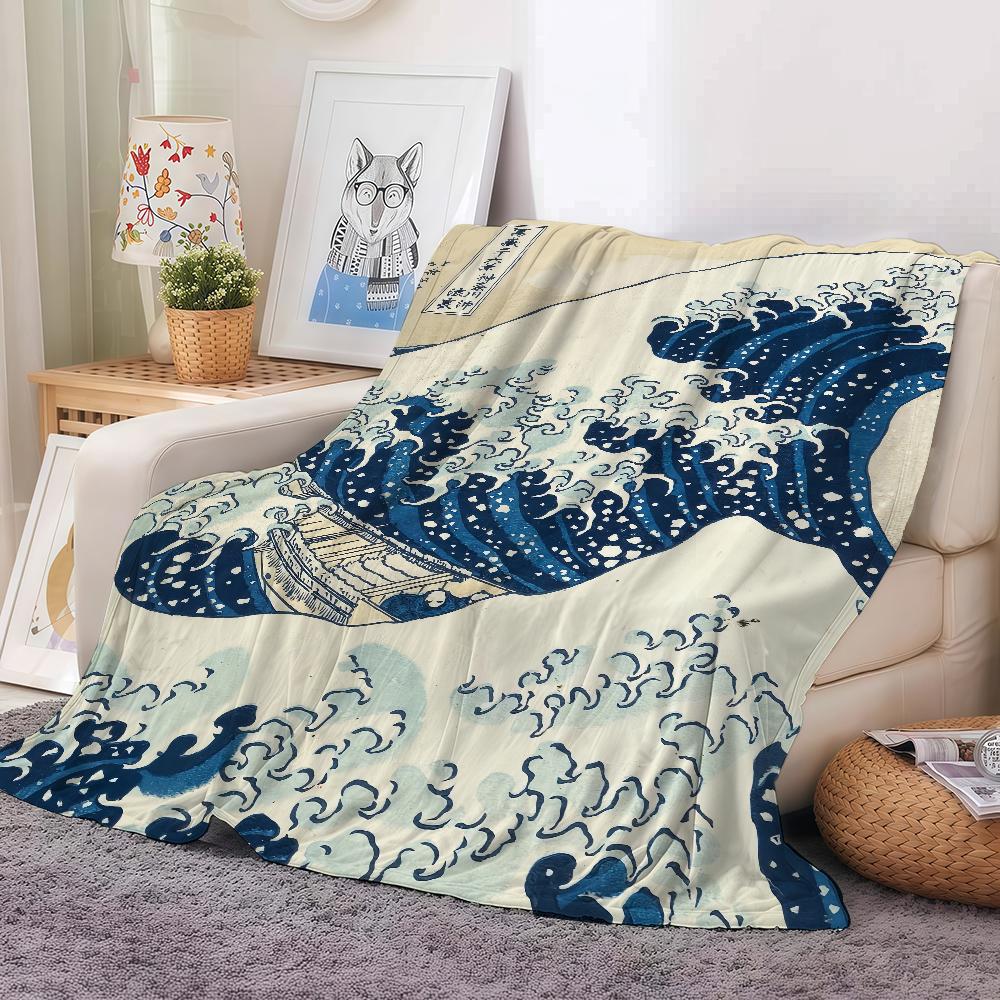 Art K Katsushika Hokusai Blanket Warm Soft Suitable For Bedroom Sofa Bed Living Room Office Travel Camping Gifts