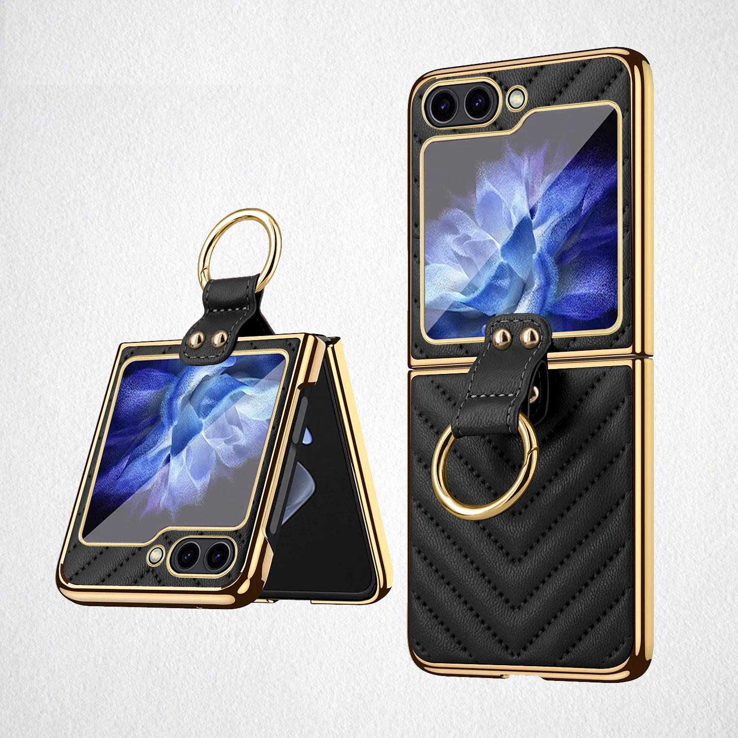 

Busine Sle Electroplated Phone Case for Samsung Galaxy Z Flip 7 6 5 4 3 Women and Girls with Fragrant Ring Shockproof Back Cover Galaxy Z Flip4 чорний