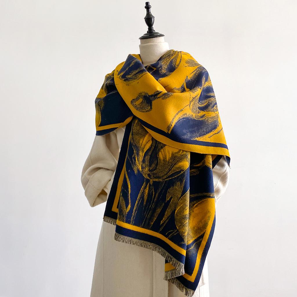 New Luxury Design Winter Two-Sided Cashmere Jacquard Scarves High Quality Women Thicken Wrap Shawl Ladies Brand Pashmina Scarf