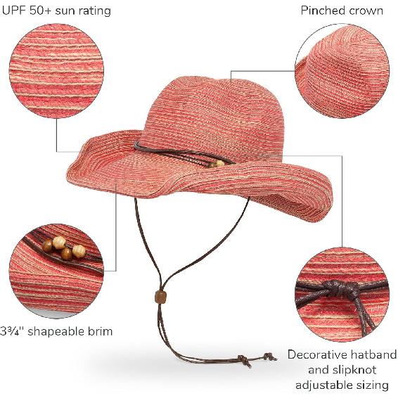 Sunday Afternoons Sunset Hat UPF 50+ Western Women's Sun Hat | Shapeable brim, slip-knot sizing, grosgrain sweatband, recycled polyester braid,