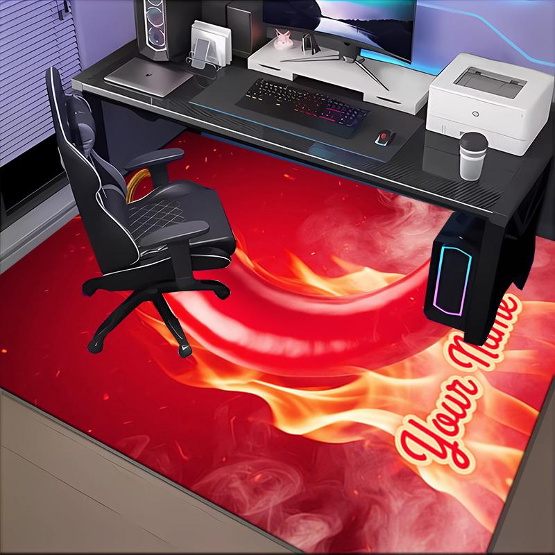 1PC Custom Name Chili Pepper Artwork Theme Floor Mat Ideal for Living Room, Game Rooms, Office, Bedroom, Floor Mat Playful Design