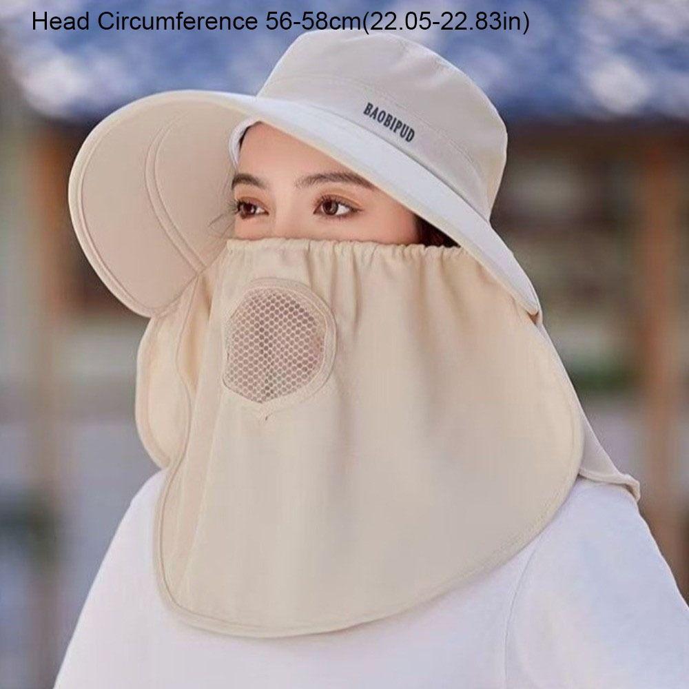 Simple Wide Brim Sunscreen Sun Hat Breathable Face Cover Picking Tea Hat Lightweight Sun Protection Neck Flap Hat Fishing