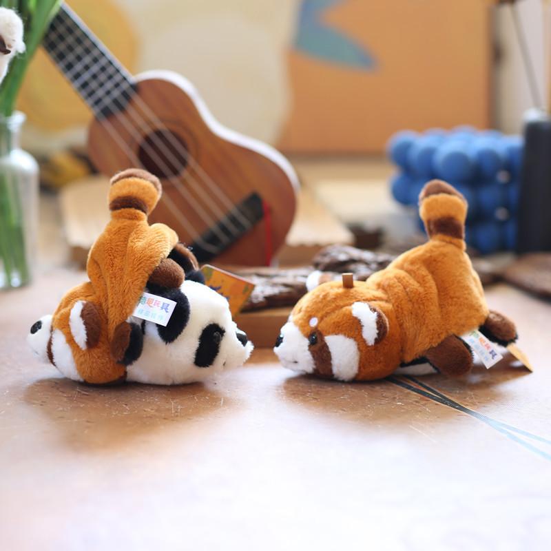 Lovely Reversible Panda Plush Toy Fluffy Raccoon Keychain Doll