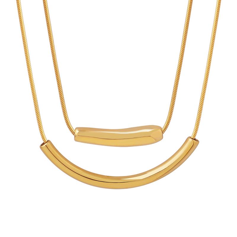 Korean Trendy Irregular Curve Gold-Plated Titanium Steel Minimalist Chain Necklace