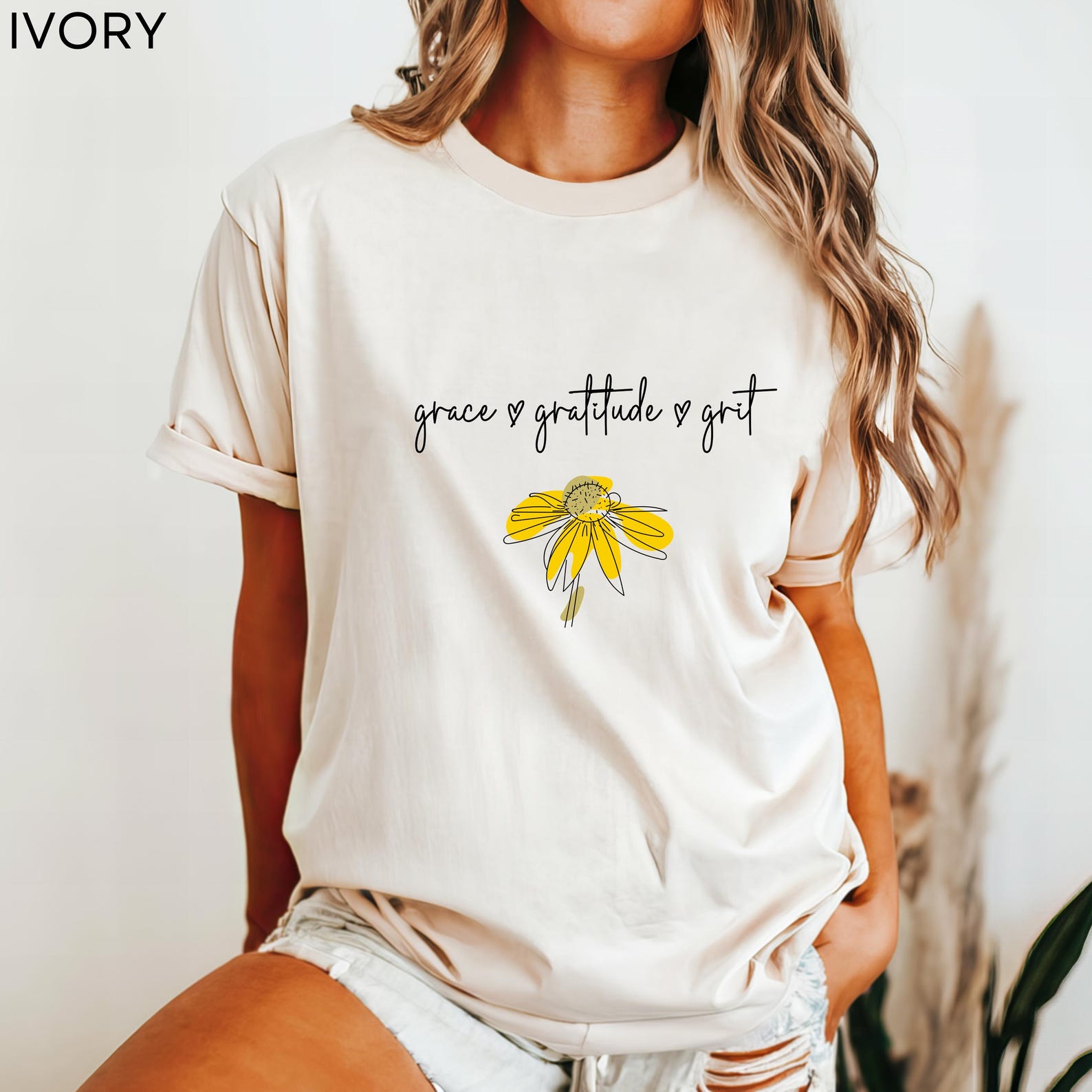 Grace Gratitude Grit Christian Unisex Tee, Christian Tshirt, Inspirational Shirt, Religious Top, Christian Gift, Comfort Colors S