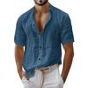 Men's Summer Solid Color Lapel Short-sleeved Shirt Men's Casual Fashion Short-sleeved Shirt
