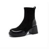 Short Shoes for Woman Black Women's Ankle Boots Sock Footwear Combat Booties Very High Heels Suede Punk Style Heeled Autumn Boot
