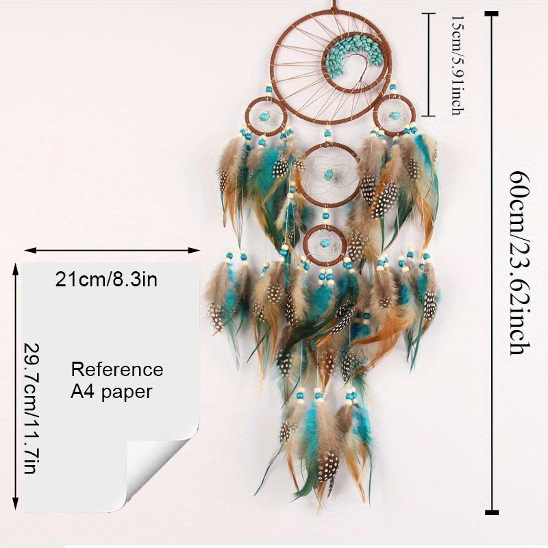 1pc 6 rings Tree of Life Dreamcatcher, Hand-woven Multi-ring Feather Wind Chimes Home Ornaments, Hanging Pendants, Wall Art,