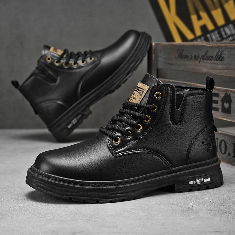 Luxury Men Chelsea Boots British Vintage Style Waterproof Man Leather Shoes Outdoor Comfortable Thick Bottom Motorcycle Boots 48