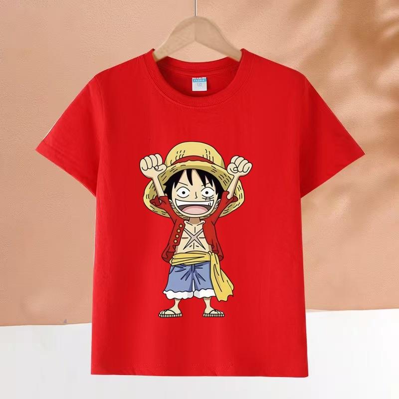 One Piece Luffy Kids Cotton TShirt Adult Boys Girls Family Matching Casual Tee Cute Anime Monkey D Luffy Print Summer Tops