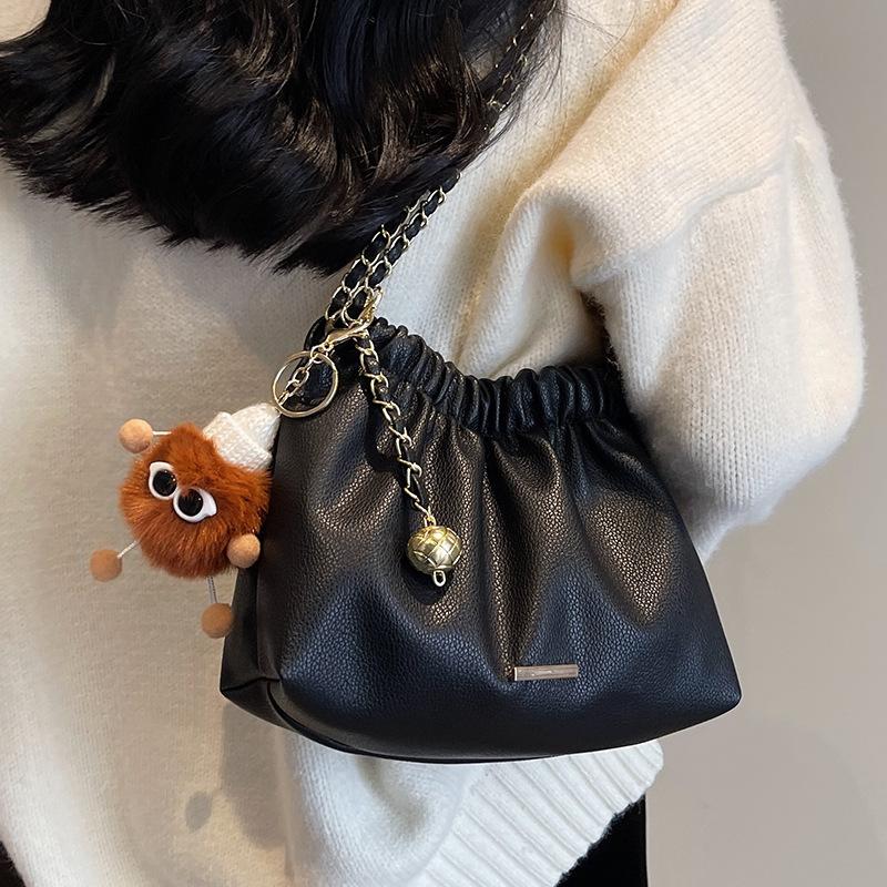 Premium Retro Versatile Bucket Bag Fashion Niche Chain Bag Women'S Shoulder Messenger Commuter Bag