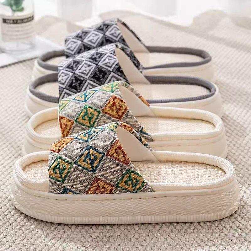 

High-end linen slippers women s spring summer indoor home home non-slip home four seasons cotton and linen slippers light and transparent 36-37 [Suitable for 35-36]
