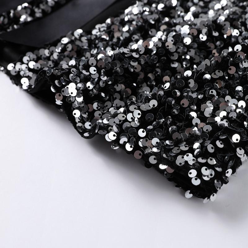 Bow Tie Lace Up Sequin Top Women's Short Sleeved V-neck Shirt Sweet Solid Color Blouses 2025 Spring and Summer Fashion