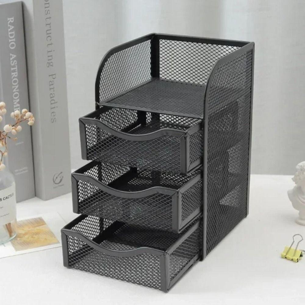 

with Drawer Desk Pen Holder 4 Layer Stationery Storage Rack Stand Pencil Storage Box Makeup Style 2