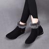  botas femininas women classic autumn & winter warm black fur square heel boots lady fashion comfort heel shoes ab543