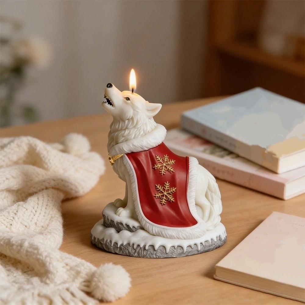 Decorative Flexible 3D Wolf Mold Cute Non-stick Cloak Wolf Dog Mold DIY Craft Reusable Candle Ornament Mould Plaster Statues