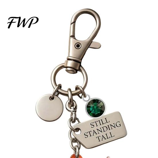 Metal Keychain A Little Highland Cow for You Keychain, 3D Resin Keyring with Birthstone Charm & Sentiment Card, Your Daily Reminder of Quiet Strength
