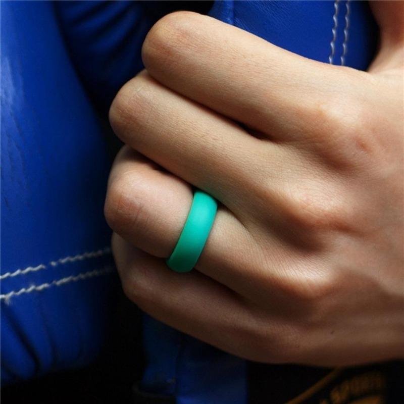 7Pcs/Set Multi Color Fashion Silicone Finger Ring Couple Lover Jewelry Gift