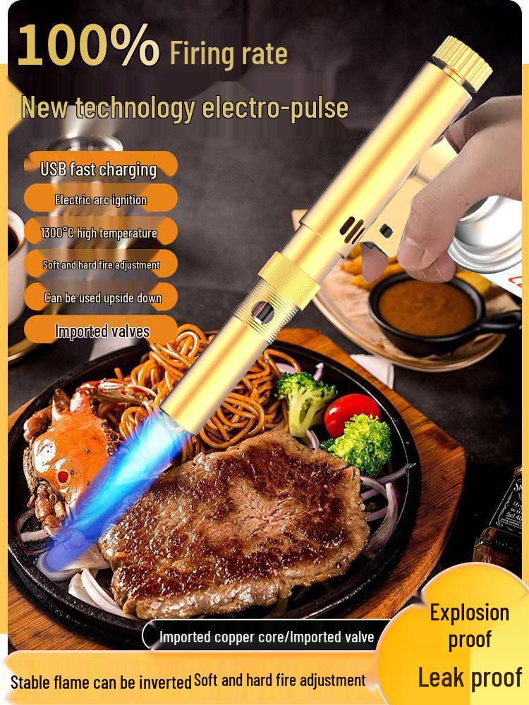 Handheld All-Copper Household Blowtorch with Ignition for Singeing