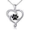 Necklace for Silver Cat Cat Paw Paw Accessory Women, 925, Zirconia, Necklace, Heart, Pendant, Print, Print, Friends, Birthday, Party, Gift,