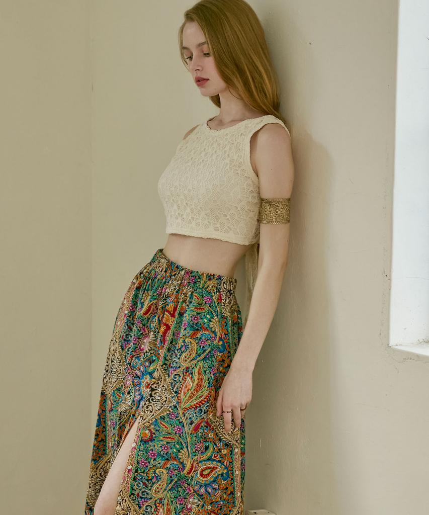 Bikini Bender Farid Crochet Back Ribbon Sleeveless Crop Top