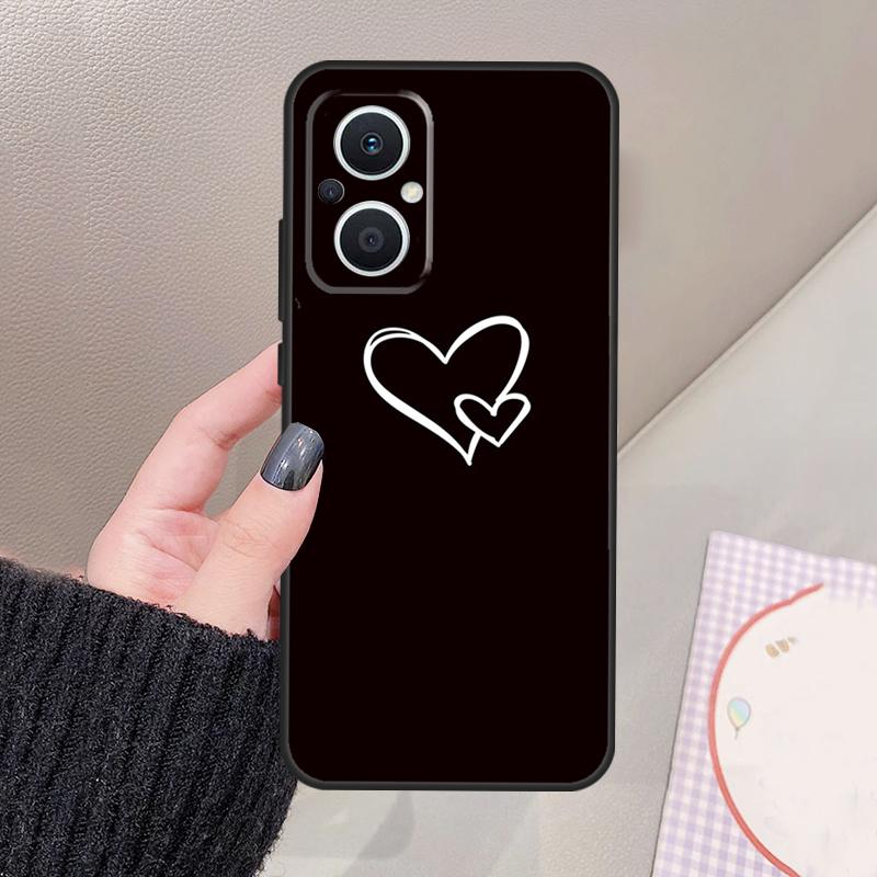 Cute Pretty Little White Heart Funda For OPPO Reno 12 F 11F 13F 14F 10 13 14 15 Pro 7 8 Lite OPPO Find X8 X6 X5 X9 Pro Case