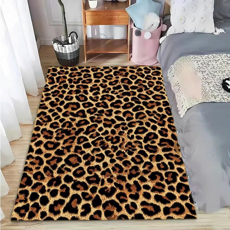 Leopard Print Printed Texture Fur Carpet For Living Room Panther Wild Tiger Lion Area Large Rug Non Slip Bathmat Home Decor Mat
