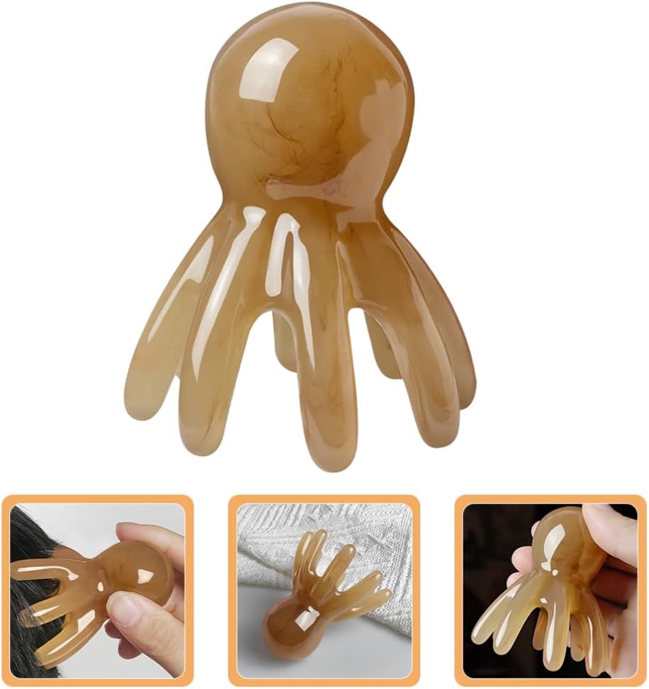 Resin Octopus Scalp Massager Comb Head Meridian Scrap Portable Body Massager for Anti Fatigue Deep Relax Stress SPA Gua Sha Tool