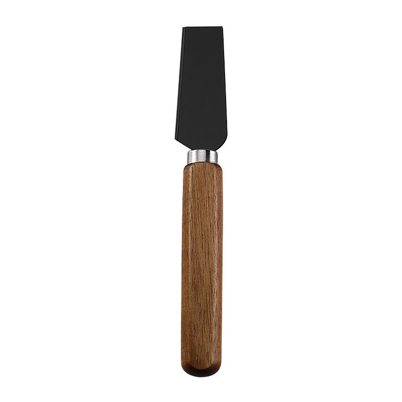In-Stock Cheese & Butter Knife Set: Stainless Steel Black Blade with Acacia Wood Handles, Western Cutlery