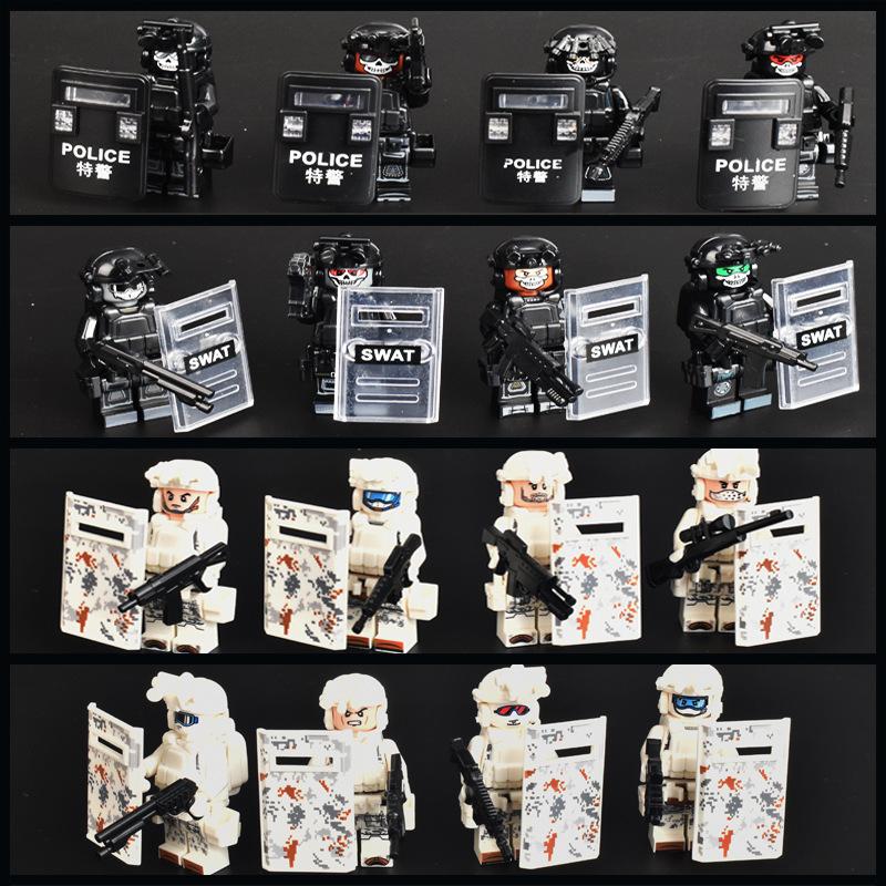 Wow, Compatible With Lego Building Blocks, Anti-Special Police, Military Special Forces, Minifigures, Boys Educational Assembly Toys Customization
