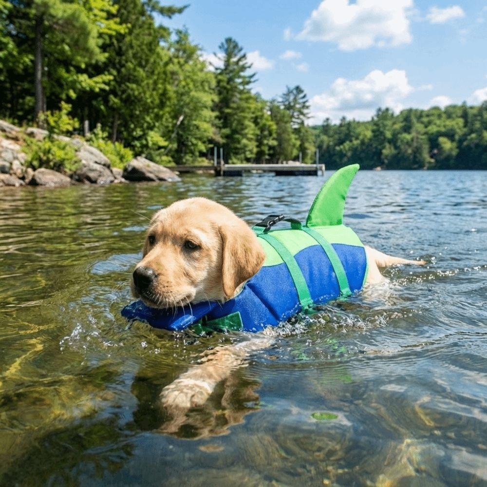 Shark Shape Dog Life Vest Adjustable Dog Life Preserver Dog Swimming Suit Boating Safety