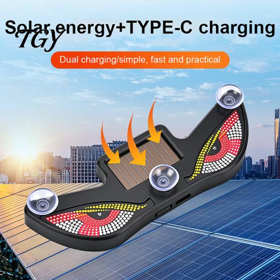 Easy Install Window Atmosphere Light Solar Demon Eyes Car LED Light, USB Wireless Animated Eye Warning Lights for Windshield Cool Truck Interior
