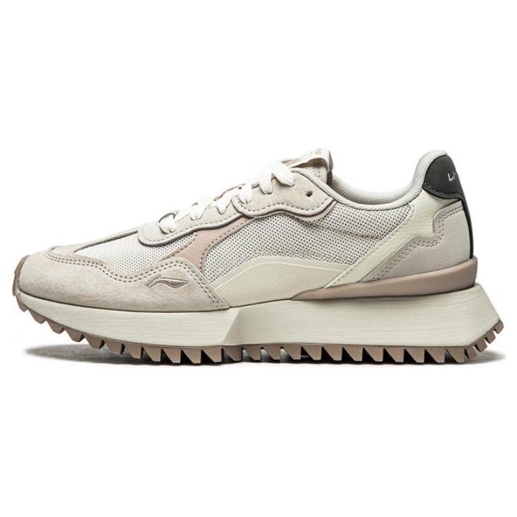 

Li Ning Cargo Thick Sole Height Increasing Shock Absorbing Wear Resistant Low Top Casual Shoes Women sneaker White Brown AGCU114-1 39