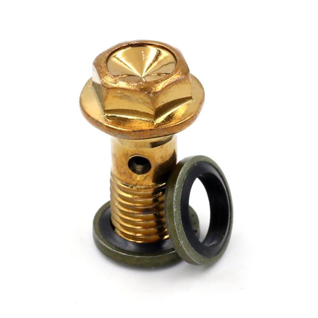 Winova M10XP1.25 Banjo Bolts, 2 Pieces, Resistant Plated Alloy, 4 Washers Included (Gold Plated)