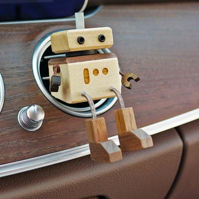 Car Aromatherapy with Essential Oil Easy To Install Man Figurine Handmade Shaking Feet Wooden Car Dashboard Decoration