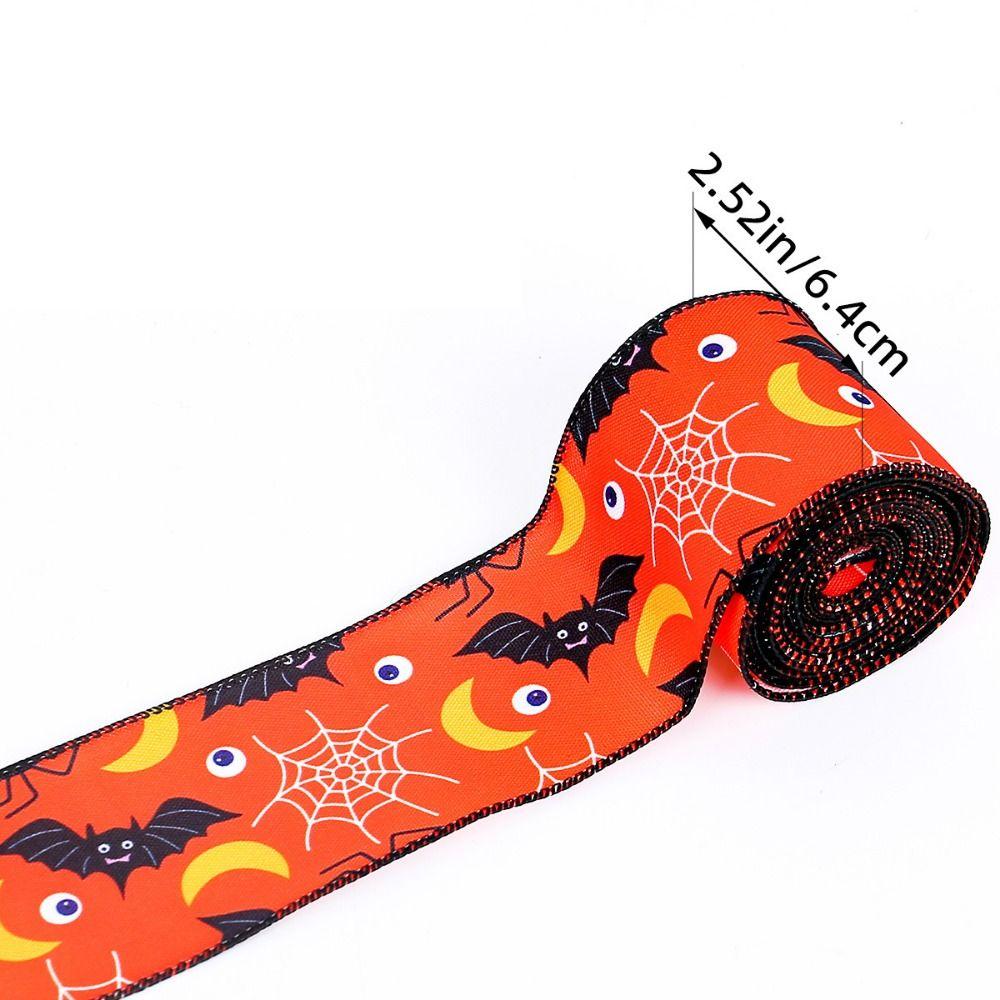 Handicraft Halloween Printed Ribbon Ribbon Material DIY Ribbon Strips Bat Printed Ribbon  Halloween
