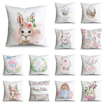 Easter Decorative Pillowcase Rabbit Flower Egg Pattern Home Decor Bedroom Sofa Cushion Cover Happy Easter