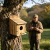 Owl Nesting Box Wooden Weather Resistant Shelter Yard Bird Shelter For Finch Hummingbird Outdoor Garden Balcony Patio Courtyard