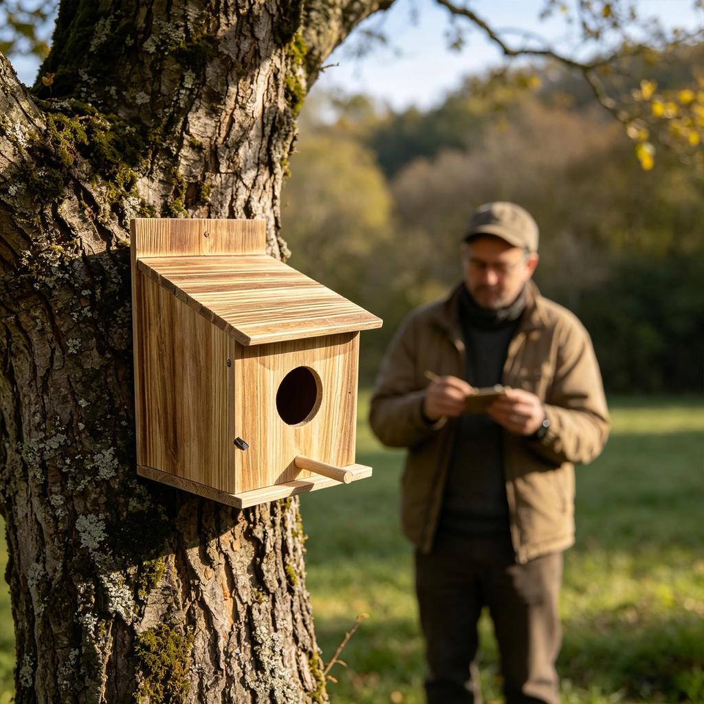Owl Nesting Box Wooden Weather Resistant Shelter Yard Bird Shelter For Finch Hummingbird Outdoor Garden Balcony Patio Courtyard