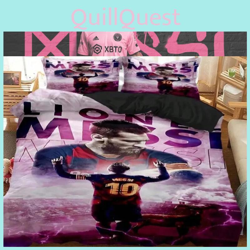 Fußball Messi Superstar Muster Bettbezug Kissenbezug Bettwäscheset Junge Für