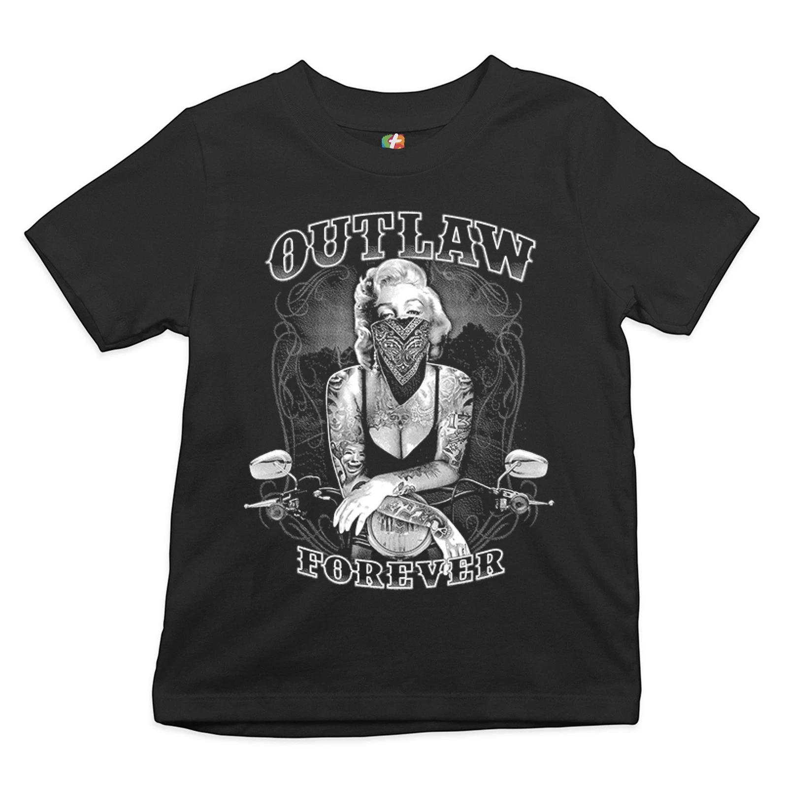 

Marilyn Monroe Outlaw Forever Youth kids boys T-Shirt Biker Live to Ride Motorcycle Kids 120