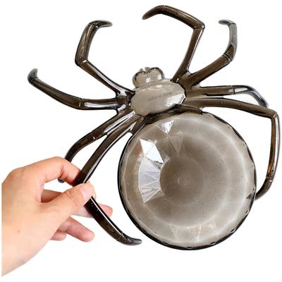 Halloween Plastic Candy Bowl With Spider And Skull Design, Large Serving Dish For Party Treats In Orange, Purple And Black