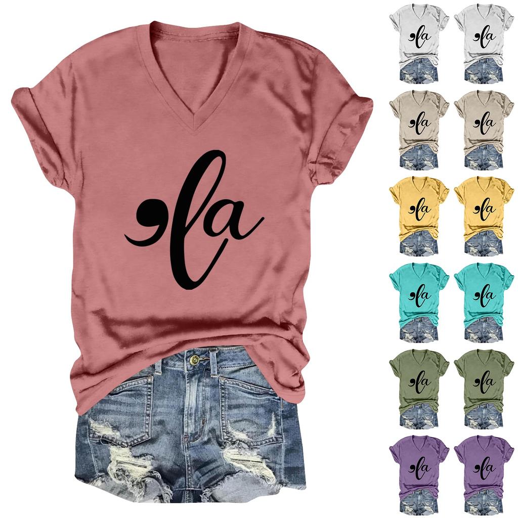 Women's Comma La T-shirts Kamala-Harris Shirts Funny Graphic Tee Shirts V Neck