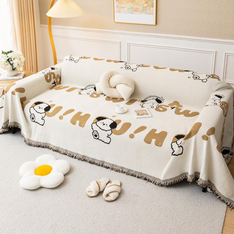 Kreskówkowy Kreatywny Ręcznik na Sofę Chenille Pokrowiec na Sofę All-Inclusive Uniwersalny Pokrowiec Przeciwkurzowy Koc Ochronny Kołdra